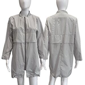 Franche Lightweight Long Zip Jacket Womens Size XL Light Grey Nylon Airy Duster